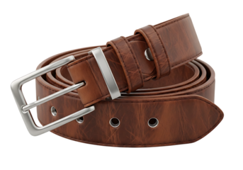 Elegant brown leather belt with silver buckle fashion and style accessory