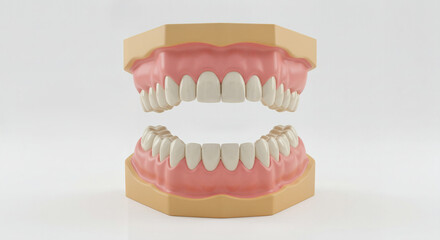 Obraz premium Realistic orthodontic molds illustrating dental anatomy with vibrant gum coloration on a white background