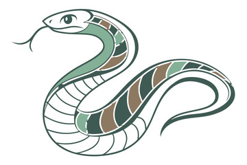 Fototapeta premium Colorful illustration of a coiled snake with segmented body pattern