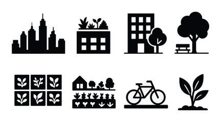 Office essentials silhouette icon set. featuring attendance, clipboard, pen, id, book, mug, pointer