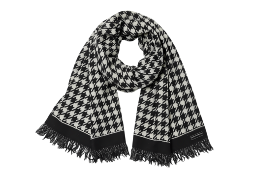 Black and White Houndstooth Scarf A Textured Accessory isolated on transparent background