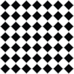 Seamless diamond checkered pattern in black and white, abstract geometric background for wallpaper, textile, and decorative design.
