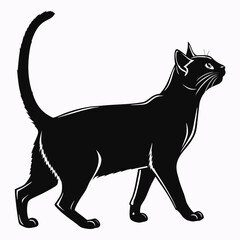 Cat with Mouse Silhouette Vector