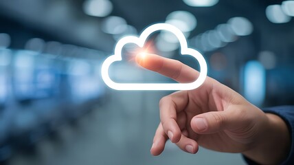 Cloud Computing Technology Icon on Virtual Touchscreen – Digital Innovation and Data Network Concept