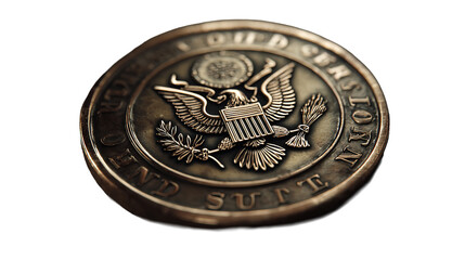 Detailed depiction of seal of the United States of America on transparent background