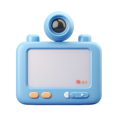 Blue Cartoon-Style Camera with Blank Screen and Colorful Buttons