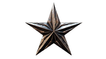 Obraz premium Dramatic metallic star with striking texture details on transparent background