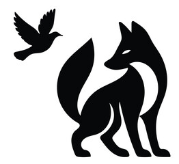 Fototapeta premium Silhouette of wild fox logo vector on white background