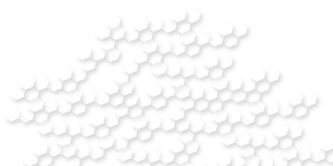 Modern seamless geometrical arrangement of hexagons, White hexagon abstract background, seamless geometric honeycomb pattern, clean minimal futuristic surface, 3D texture design for technology.