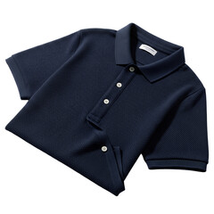 Navy Blue Polo Shirt Flat Lay Fashion Apparel Casual Wear Style Mockup Stock Photo