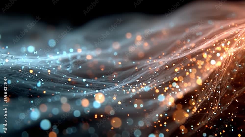 Poster abstract particle wave: an ethereal, abstract composition showcasing flowing particle waves in shade
