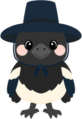 유치원 어린이집 추석 템플릿 꾸미기 데코 우리나라 전통 명절 추석 설날 한가위 보름 정월대보름 연휴 까치 우리나라새 갓을 쓴 까치 갓 모자 쓴 까치 까치 얼굴합성도안 일러스트