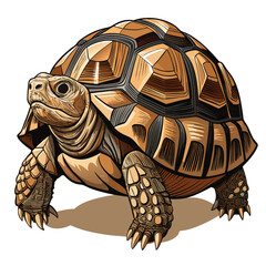 Close-up illustration of a desert tortoise head and front legs with detailed skin texture on white background