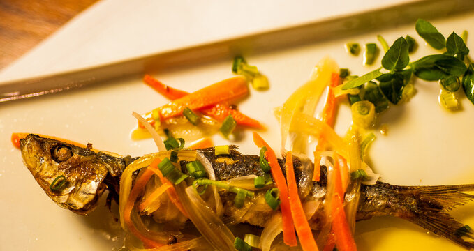 Comida mediterr&acirc;nea a base de frutos do mar e peixes