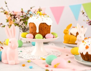 Obraz premium Easter treats on a table, with pastel colors