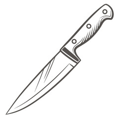Obraz premium Hand-drawn chef knife illustration for cooking and culinary concepts. Vintage black and white kitchen utensil sketch isolated on a white background