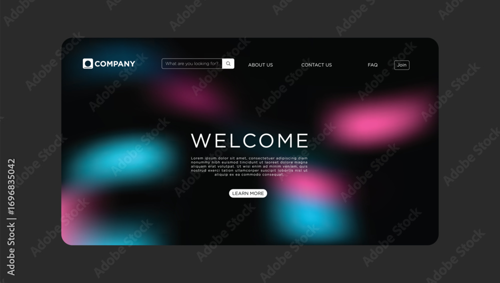 Aufkleber welcome website design with modern gradient background for business landing page templates