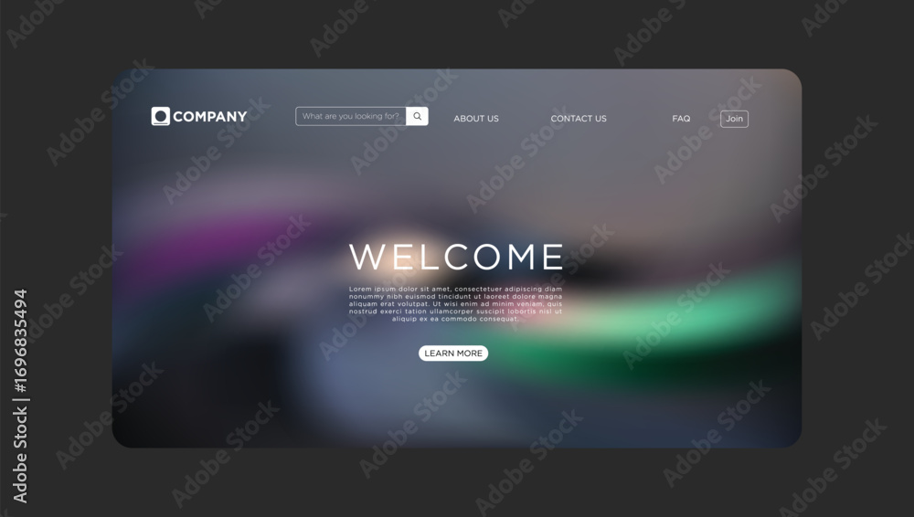 Poster modern company website design with welcome message and user-friendly navigation for business growth