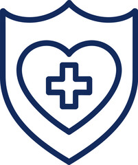 Fototapeta premium Symbol of health and safety with a heart and medical cross inside a shield