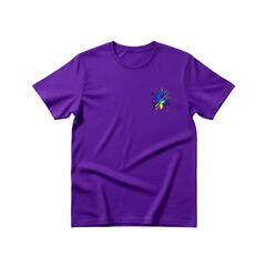 Purple TShirt with Colorful Graphic Design Modern Fashion Apparel Mockup Stock Photo
