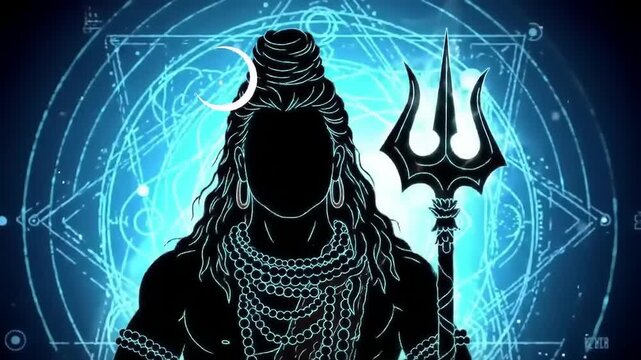 Hindu God Shiva with mystical art.