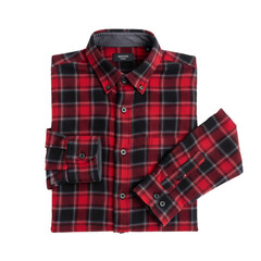 Red and Black Plaid Shirt on White Background  Fashion Apparel Stock Photo