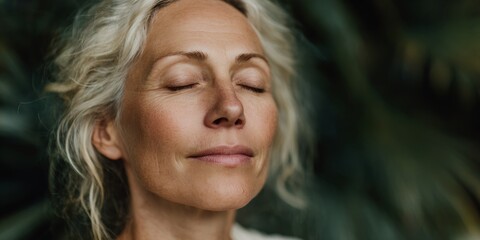 Fototapeta premium Woman with blonde hair and a calm expression
