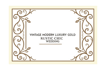 Luxury Gold Rustic Chic Wedding Invitation Elegant Template