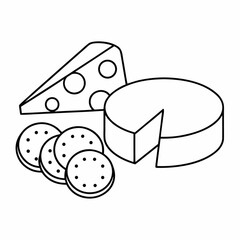 Cheese and Crackers Line Art Vector
