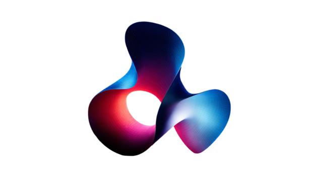 Abstract flowing ribbon in blue and red colors on transparent background - Powered by Adobe