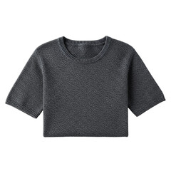 Stylish Gray Knit Crop Top Sweater Fashion Apparel Isolated on White Background Stock Photo