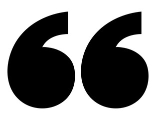 Double quotation marks icon for quote cards and typography, curly smart quotes, bold black...