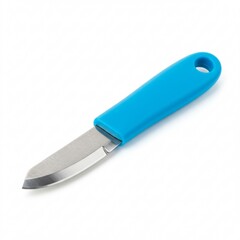 Fototapeta premium A bright blue handled peeler, a useful kitchen utensil for preparing food and for everyday culinary tasks