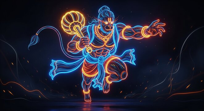 hanuman wallpaper hd 1080p animation 16:9 for laptop desktop | hanuman ji photo hd 4k | hanuman ji wallpaper 4k | hanuman jayanti neon background poster