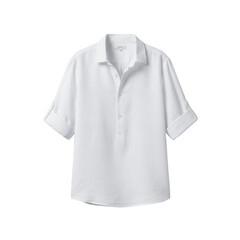 White Linen Shirt Fashionable Casual Style Mens Clothing Isolated On White Background