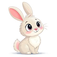 Obraz premium Cute fluffy white bunny rabbit with big eyes and pink ears