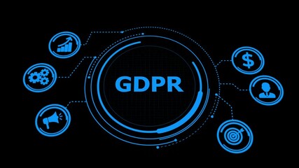 "GDPR" button in German on a futuristic. Business, modern technology, networking concept. a futuristic holographic advanced HUD circle platform Business, Technology - Powered by Adobe