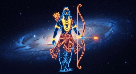 Lord Ram – Divine Warrior with Bow & Arrow | Hindu Mythology Art | 4K HD High Quality wallpaper background Shree Ram Ayodhya Ramnavmi