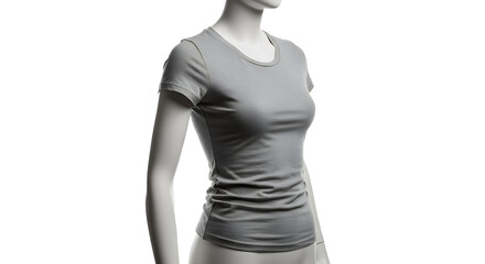 Womens Gray Short Sleeve TShirt on Mannequin Fitness Apparel Activewear Fashion Mockup