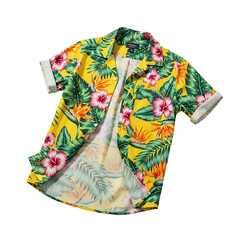 Yellow Hibiscus Floral Hawaiian Shirt Fashion Style Summer Tropical Vacation Apparel Design