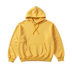 Yellow Hoodie Sweatshirt Mockup Blank Apparel Casual Style Fashion Clothing Isolated on White Background