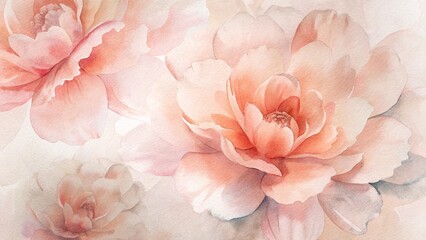 Obraz premium Soft peach and pink peonies watercolor painting