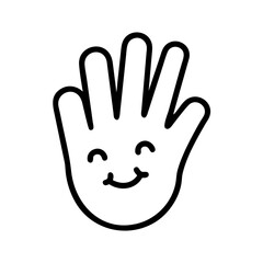 Obraz premium Cartoon icon of a friendly open hand showing four fingers raised isolated on a white background.