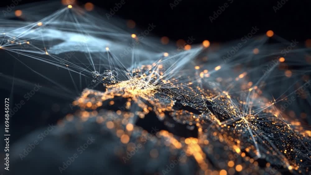 Poster global network visualization: captivating visual of a sophisticated network overlaying the world, po
