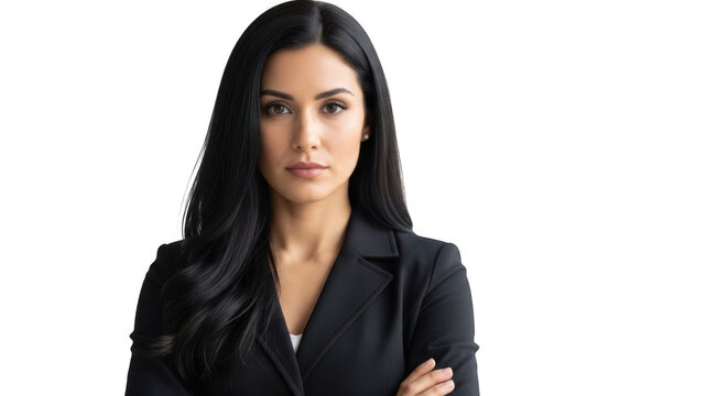 Professional woman confidentially posing in business attire transparent background