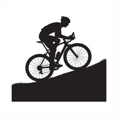 cyclist riding uphill sketch vector art silhouette design illustration