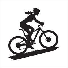 Fototapeta premium cyclist riding uphill sketch vector art silhouette design illustration