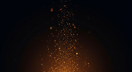 Sparkling golden particles float upwards creating magic