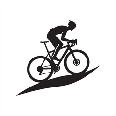 Naklejka premium cyclist riding uphill sketch vector art silhouette design illustration