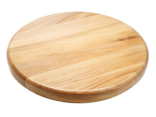 Round wooden cutting board, isolated on transparent background